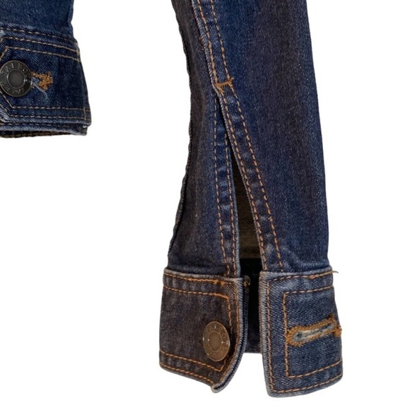 Talbots Jean denim jacket front pockets metal buttons banded bottom size P
C b - Picture 8 of 15